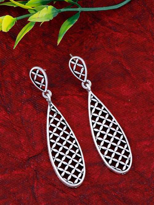 silver metal drop earring - 17393870 - Very Small Image - 1