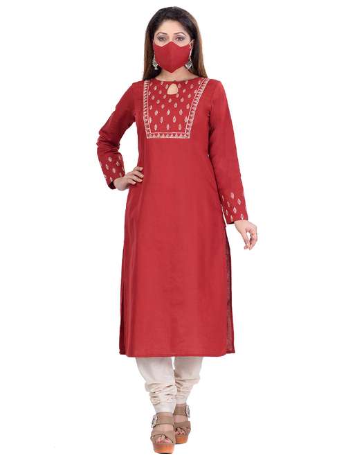 women's straight kurta - 17411394 - Very Small Image - 1
