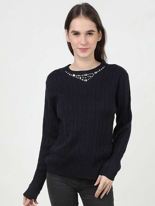 round neck woolen pullover - 17428216 - Very Small Image - 1