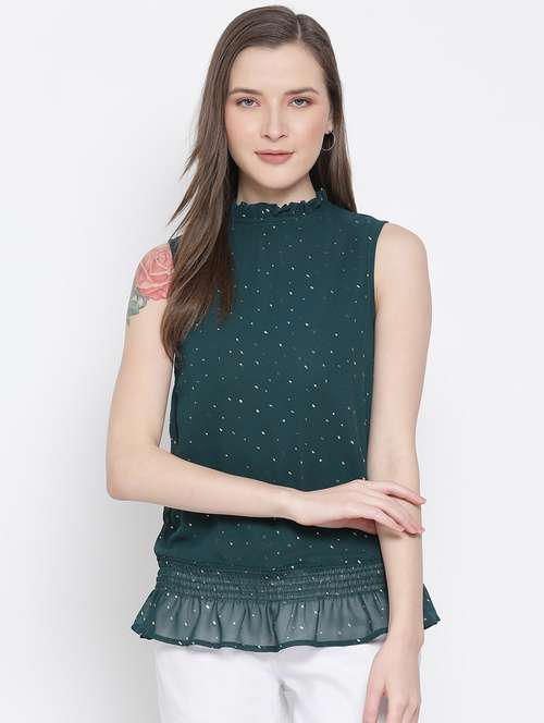 smocked waist frill detail top - 17436271 - Very Small Image - 1