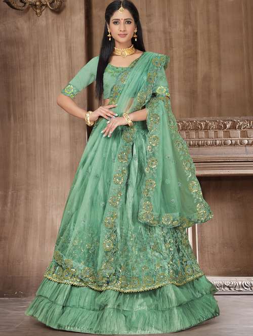 sequined a-line lehenga - 17490849 - Very Small Image - 1