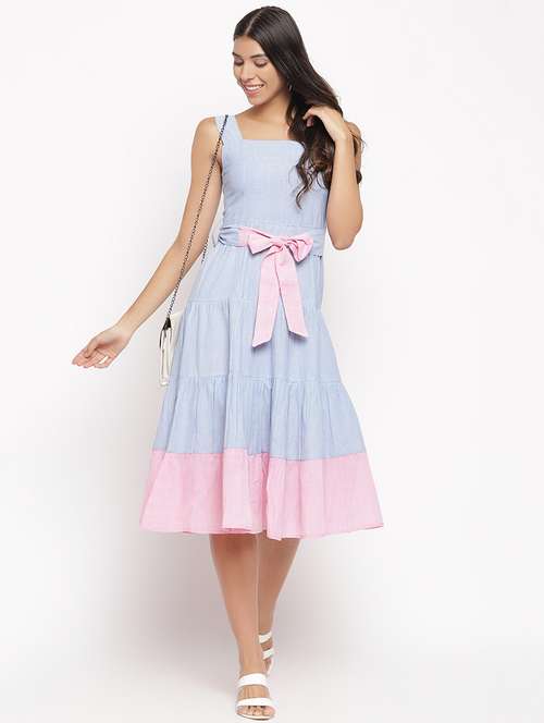 tie front fit & flare dress - 17526561 - Very Small Image - 1