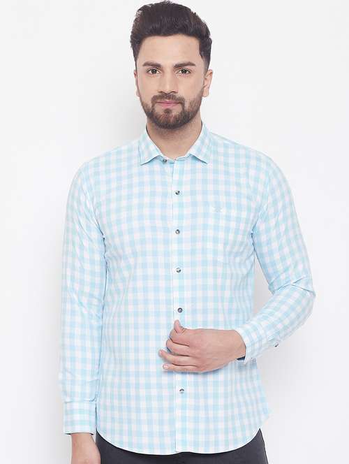 light blue checkered casual shirt - 17535730 - Very Small Image - 1