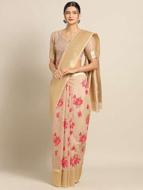 floral banarasi saree with blouse - 17539079 - Very Small Image - 1