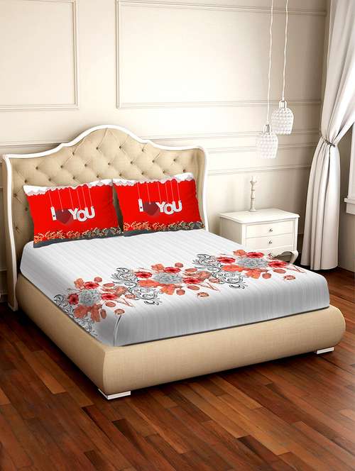 shades of shraddha double bedsheet set super king size 300 tc 100% cotton multi colour - 17550718 - Very Small Image - 1