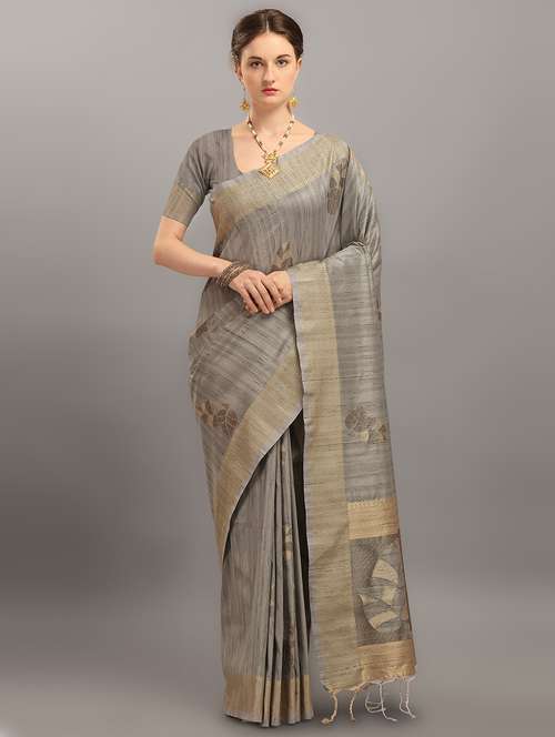 solid bordered saree with blouse - 17567919 - Very Small Image - 1