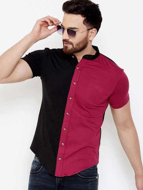 black color block casual shirt - 17569137 - Very Small Image - 1