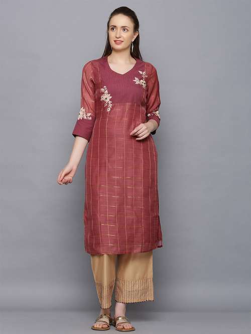 magenta chanderi suit set - 17573766 - Very Small Image - 1