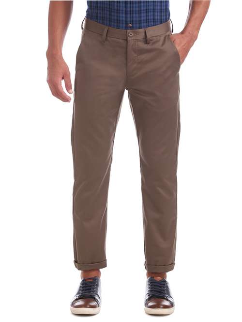 brown solid chinos - 17574495 - Very Small Image - 1