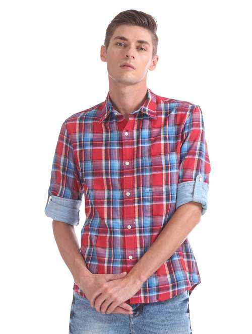 red checkered casual shirt - 17577230 - Very Small Image - 1
