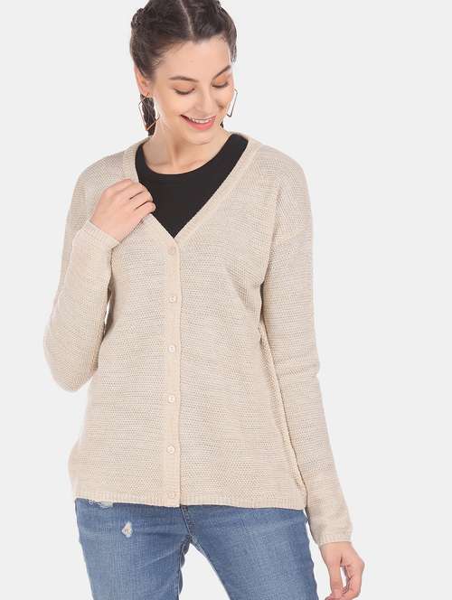 beige acrylic cardigan - 17584543 - Very Small Image - 1