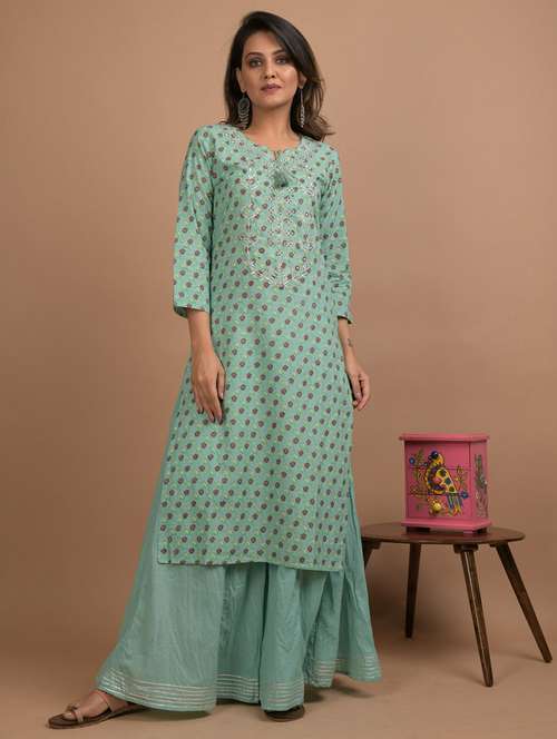 printed kurta palazzo set - 17602169 - Very Small Image - 1