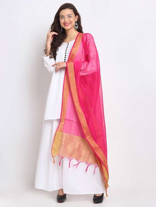 magenta chanderi dupatta - 17612734 - Very Small Image - 1