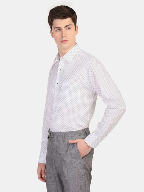 white printed formal shirt - 17618073 - Very Small Image - 1