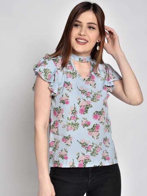 choker neck floral top - 17619877 - Very Small Image - 1