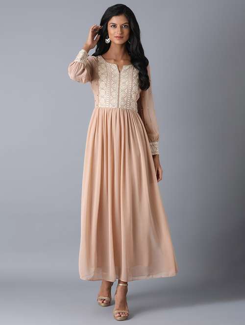 notch neck chikankari dress - 17628278 - Very Small Image - 1