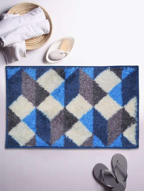 bianca soft-cotton bath mat with rubber back -1pc small (super dry) abstract-blue/grey - 17655377 - Very Small Image - 1