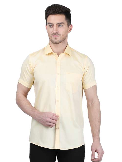 yellow solid casual shirt - 17737010 - Very Small Image - 1