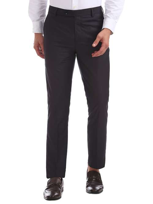 black solid flat front formal trouser - 17741822 - Very Small Image - 1