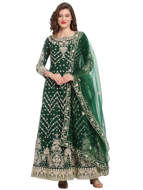 green net semistitched suit - 17775462 - Very Small Image - 1