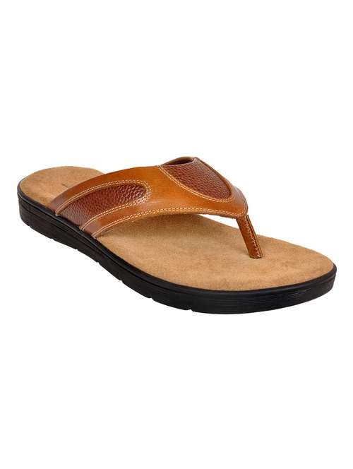 brown leather toe separator slippers - 17781017 - Very Small Image - 1
