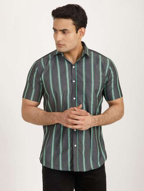 grey striped casual shirt - 17818275 - Very Small Image - 1