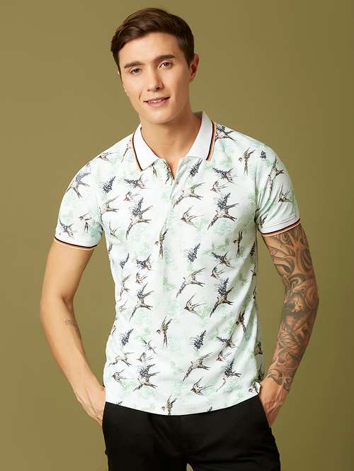 white printed polo t-shirt - 17828049 - Very Small Image - 1