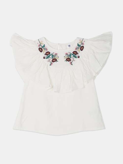 white embroidered detail regular top - 17846289 - Very Small Image - 1