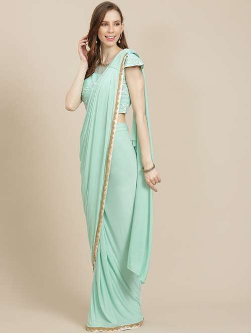 women's bordered light blue colored saree - 17874054 - Very Small Image - 1