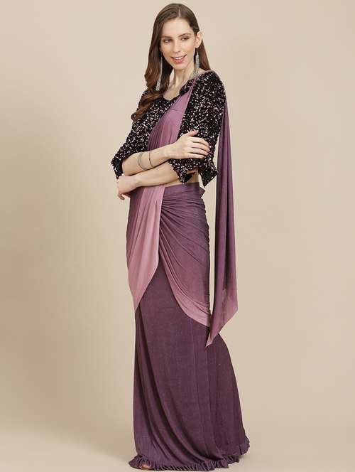 women's ombre purple colored saree - 17874078 - Very Small Image - 1