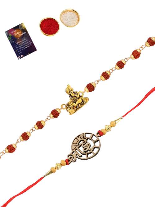 pack of 2 rakhi set with roli chawal & greeting card - 17910001 - Very Small Image - 1