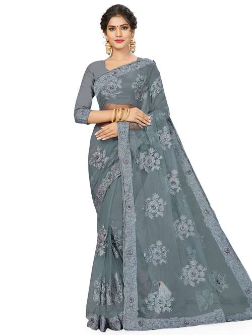 tonal embroidered saree with blouse - 17921957 - Very Small Image - 1