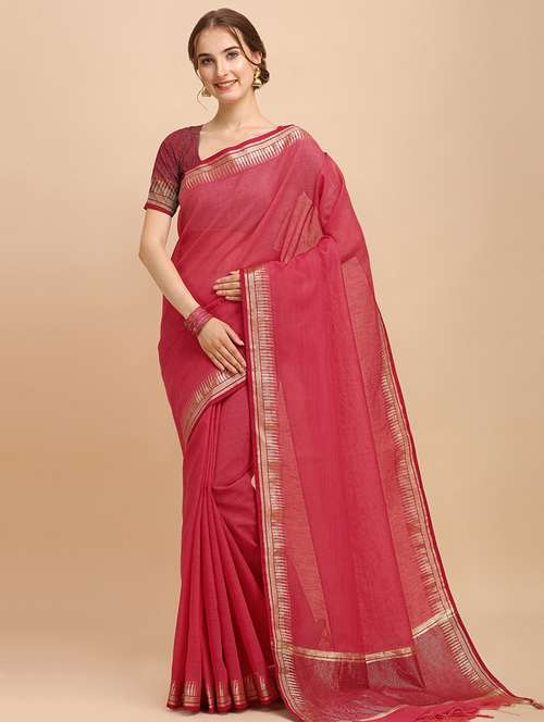 floral handloom saree with blouse - 17929473 - Very Small Image - 1