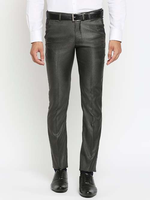 grey textured flat front formal trouser - 17933865 - Very Small Image - 1