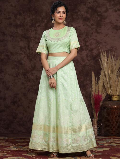 green flared lehenga - 17948027 - Very Small Image - 1