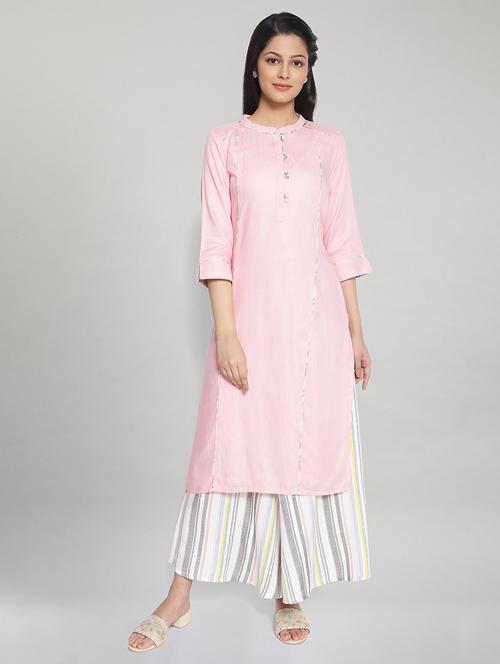 solid kurta palazzo set - 17950016 - Very Small Image - 1