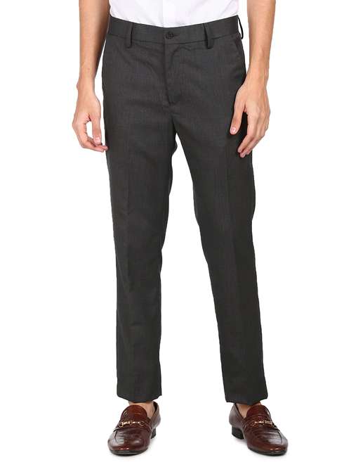 black textured flat front formal trouser - 17951828 - Very Small Image - 1