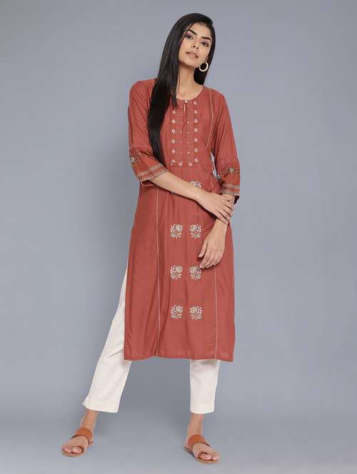 women's straight kurta - 17960371 - Very Small Image - 1
