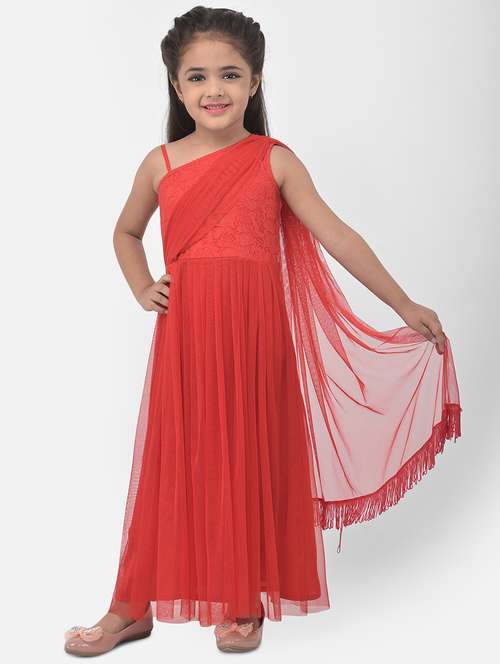 red solid party gown - 17968733 - Very Small Image - 1