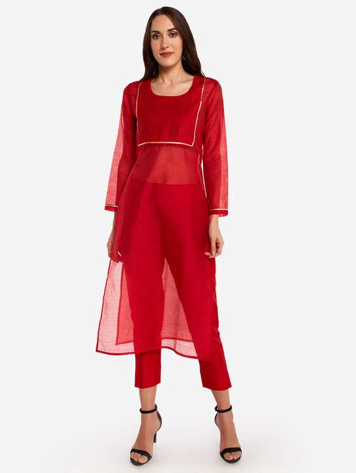 solid kurta pant set - 17968765 - Very Small Image - 1