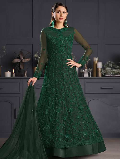 green net semistitched suit - 17995616 - Very Small Image - 1