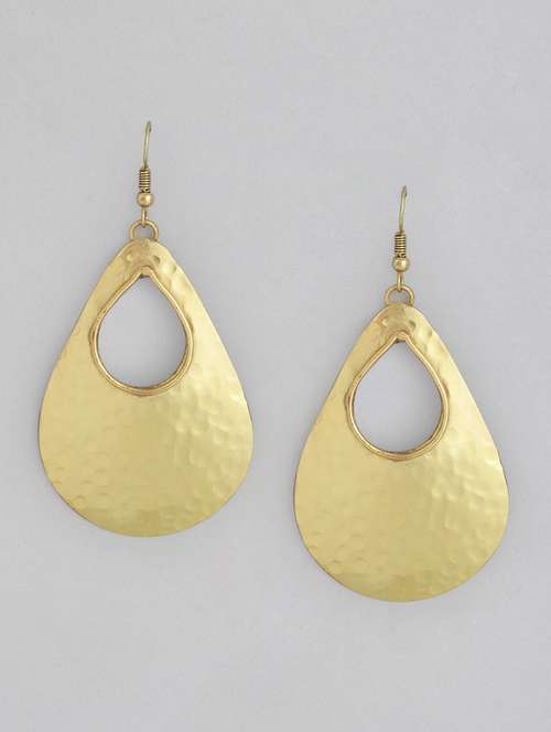 gold-toned teardrop shaped drop earrings - 18030247 - Very Small Image - 1