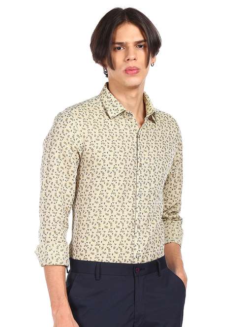 mens micro print formal shirt - 18074754 - Very Small Image - 1