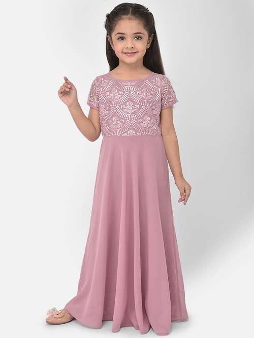 girls pink embellished party gown - 18182987 - Very Small Image - 1