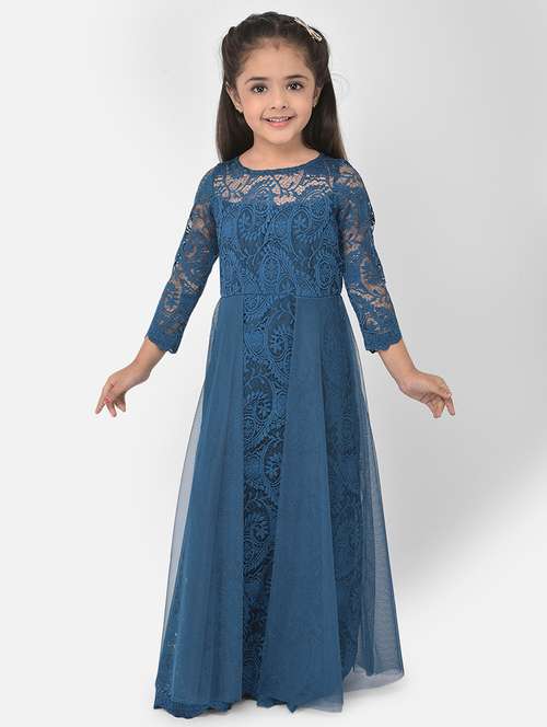 blue self design party gown - 18183008 - Very Small Image - 1