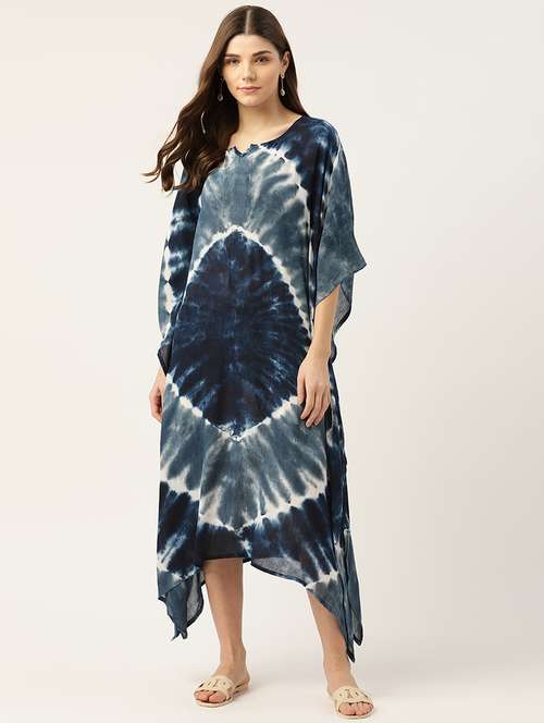 notch neck tie & dye kaftan - 18205392 - Very Small Image - 1