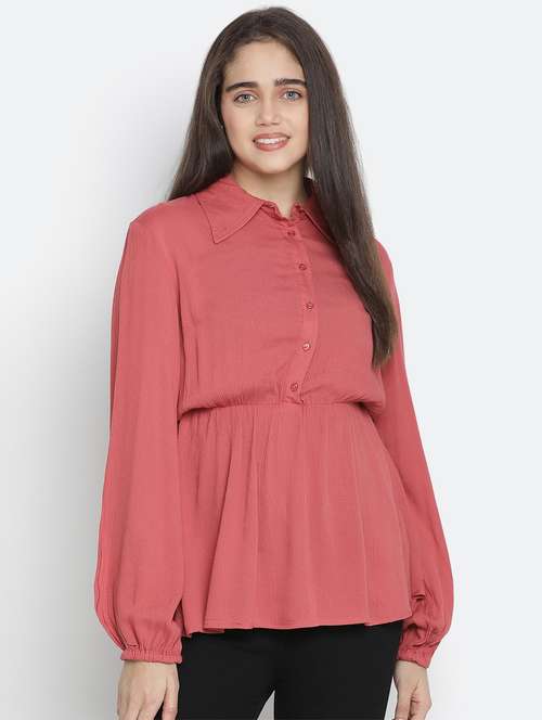 women's straight collared top - 18210725 - Very Small Image - 1
