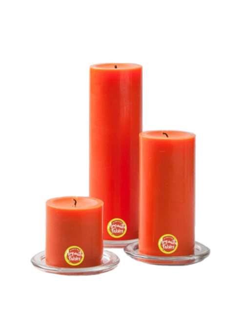 orange scented set of 3 orange color pillar candles - 18287369 - Very Small Image - 1
