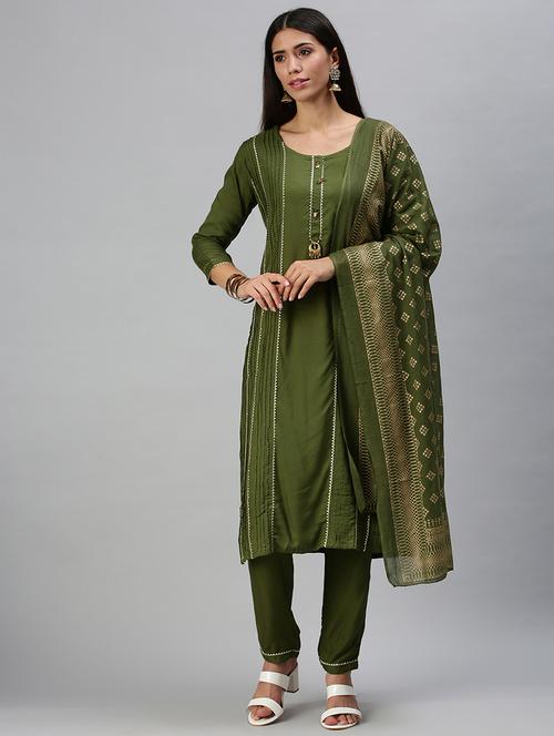 women three quarter sleeve kurta pant with dupatta set - 18294917 - Very Small Image - 1