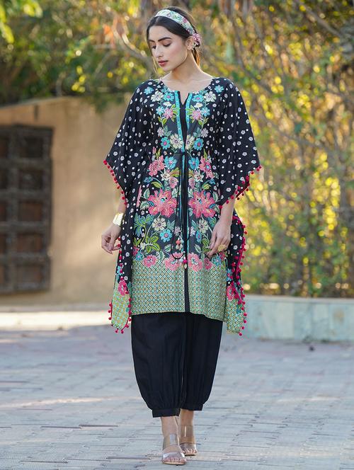 notch neck printed kaftan - 18321357 - Very Small Image - 1